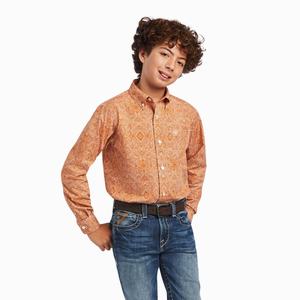 Kids' Ariat Braylon Classic Fit Shirts Yellow | XRBS-84610