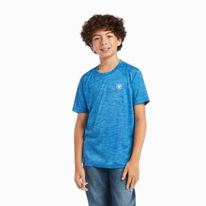 Kids' Ariat Charger Patriotic Polo Shirts Blue | GHJN-92071