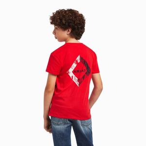 Kids' Ariat Diamond Wood Polo Shirts Red | NQVJ-56943