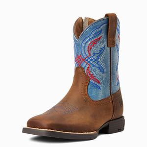 Kids' Ariat Double Kicker Western Boots Brown | BAWS-13208