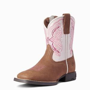 Kids' Ariat Double Kicker Western Boots Brown | PXLR-27530