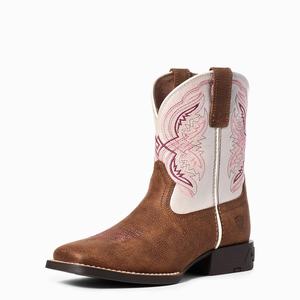 Kids' Ariat Double Kicker Western Boots Brown | VMEQ-36921