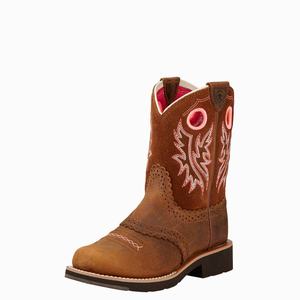 Kids' Ariat Fatbaby Cowgirl Western Boots Brown | VUMG-85417