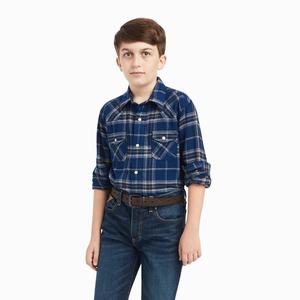 Kids' Ariat Holcombe Retro Fit Shirts Blue | BYKG-56407