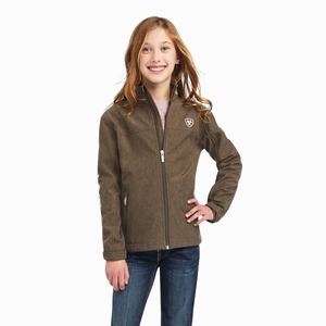 Kids' Ariat New Team Softshell Jackets Brown | XRKM-59061