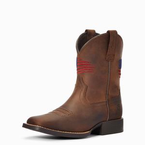 Kids' Ariat Patriot II Western Boots Brown | SZAB-61827