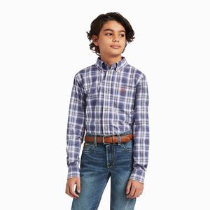 Kids' Ariat Pro Series Diego Classic Fit Shirts Blue Indigo | MCWV-62195