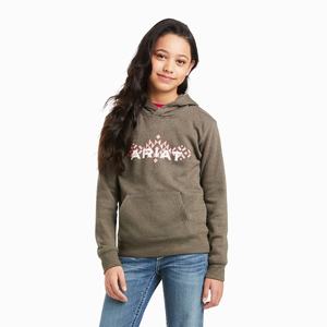 Kids' Ariat REAL Chest Logo Hoodie Brown | LZMR-93416