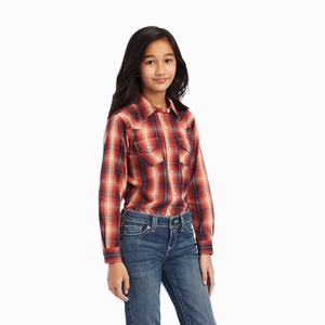 Kids' Ariat REAL Citrus Grove Shirts Orange | HPFM-13258