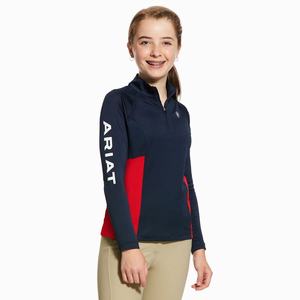 Kids' Ariat Sunstopper Team 2.0 1/4 Zip Riding Pants Navy | UBKD-68591