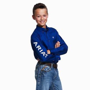 Kids' Ariat Team Logo Twill Classic Fit Shirts White | XQRH-72149