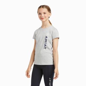 Kids' Ariat Vertical Logo Polo Shirts Grey | BDWQ-16423