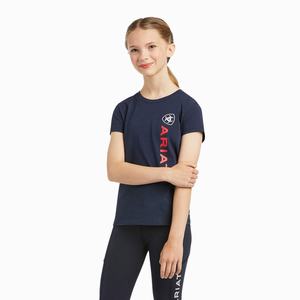 Kids' Ariat Vertical Logo Riding Pants Navy | EKGS-13072