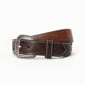 Men's Ariat 1.5" Ostrich Tooled Belts Brown | MKOF-67198