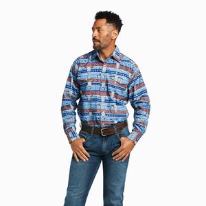 Men's Ariat Amir Classic Fit Shirts Blue | SWJF-81602