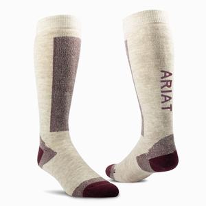 Men's Ariat AriatTEK Merino Socks Burgundy / Light Blue | LPOA-15496