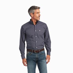 Men's Ariat Arman Fitted Shirts Blue | PYXJ-87504