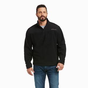 Men's Ariat Basis 2.0 1/4 Zip Hoodie Black | CXNF-98413