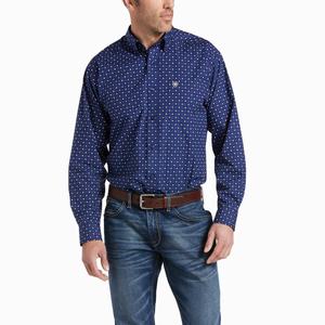 Men's Ariat Bedell Classic Fit Shirts Blue | XYOS-29354