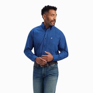 Men's Ariat Benedict Classic Fit Shirts Blue | NWBL-16092