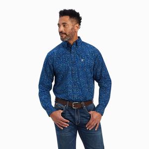 Men's Ariat Benji Classic Fit Shirts Blue | LZPJ-38021