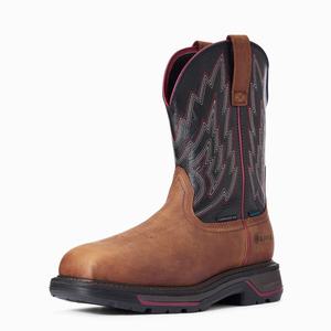 Men's Ariat Big Rig Waterproof Composite Toe Waterproof Boots Brown | BRZX-83704