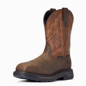 Men's Ariat Big Rig Waterproof Composite Toe Waterproof Boots Dark Brown | FAHU-21403