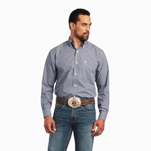 Men's Ariat Bo Classic Fit Shirts Dark Grey Blue | PLKU-87540