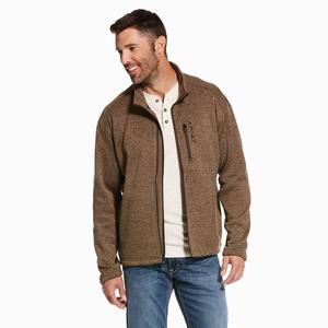 Men's Ariat Caldwell Full Zip Hoodie Khaki | GWRH-42958