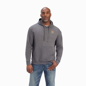 Men's Ariat Camo Flag Hoodie Grey | HWJR-78420