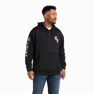 Men's Ariat Compton Cowboys Tek Hoodie Black | YPXU-21387