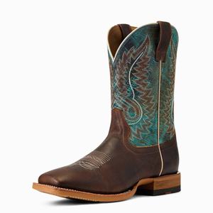 Men's Ariat Cow Camp Western Boots Brown | DLZG-12356