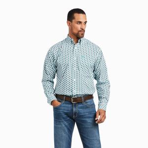 Men's Ariat Derek Classic Fit Shirts White | FVHI-12459