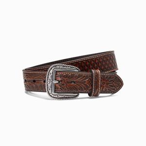 Men's Ariat Diamond Plate Embroidery Belts Brown | RUXY-30287