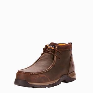 Men's Ariat Edge LTE Moc Waterproof Composite Toe Waterproof Boots Dark Brown | VUKS-64380