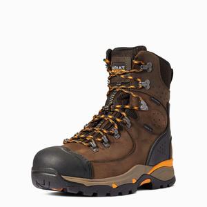 Men's Ariat Endeavor 8" Waterproof Carbon Toe Waterproof Boots Chocolate Brown | RDIB-85267