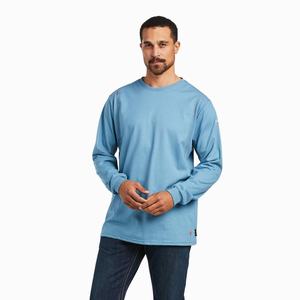 Men's Ariat FR AC Crew Shirts Grey Blue | YQGW-78460