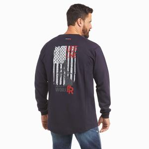 Men's Ariat FR Air Life on the Line Graphic Shirts Navy | KORB-02371