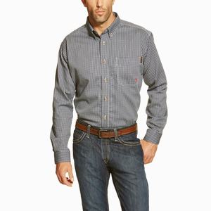 Men's Ariat FR Basic Shirts Blue Multicolor | TARK-45297