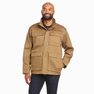 Men's Ariat FR Canvas Stretch Jackets Khaki | ZJLG-54732