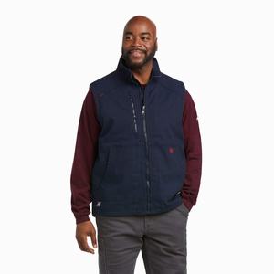 Men's Ariat FR DuraLight Stretch Canvas Jackets Navy | UIDL-69704