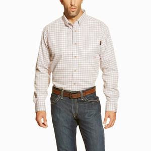 Men's Ariat FR Gauge Shirts White Multicolor | ZNJF-56780