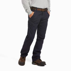 Men's Ariat FR M4 Relaxed Workhorse Cut Pants Navy | XNYB-96173