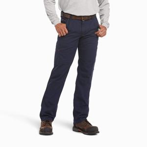 Men's Ariat FR M5 Stretch DuraLight Canvas Pants Navy | KRLV-20951