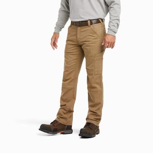 Men's Ariat FR M5 Stretch DuraLight Canvas Pants Khaki | UEXS-79025