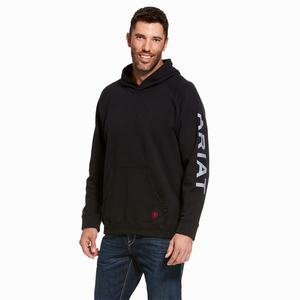 Men's Ariat FR Primo Fleece Logo Hoodie Black | BTUR-32816