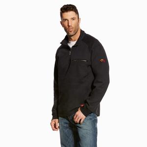 Men's Ariat FR Rev 1/4 Zip Hoodie Black | MEWV-74689