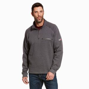 Men's Ariat FR Rev 1/4 Zip Hoodie Grey | IJTS-59812