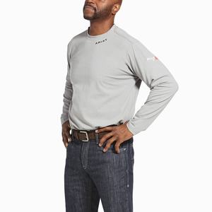 Men's Ariat FR Shirts Silver | CLVH-46789