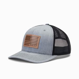 Men's Ariat Flag Patch Hats Grey / Brown | SYCL-96041